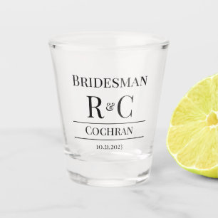 Verre A Shot Monogramme moderne Mariage Bridesman Favoriser Cad