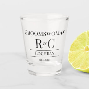 Verre A Shot Monogramme moderne Mariage Groomswoman Favoriser C
