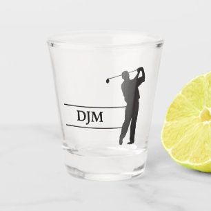 Verre A Shot Monogramme noir de golfeur de silhouette de