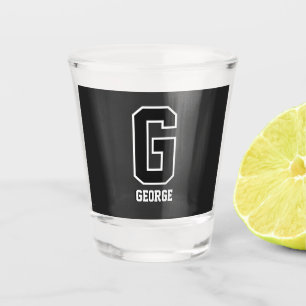 Verre A Shot Monogramme noir et blanc personnalisé - Cadeau per