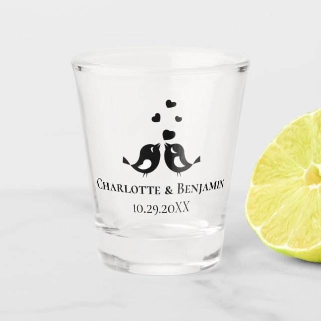 Verre A Shot Monogramme Noir mariage Faveurs  (Devant)