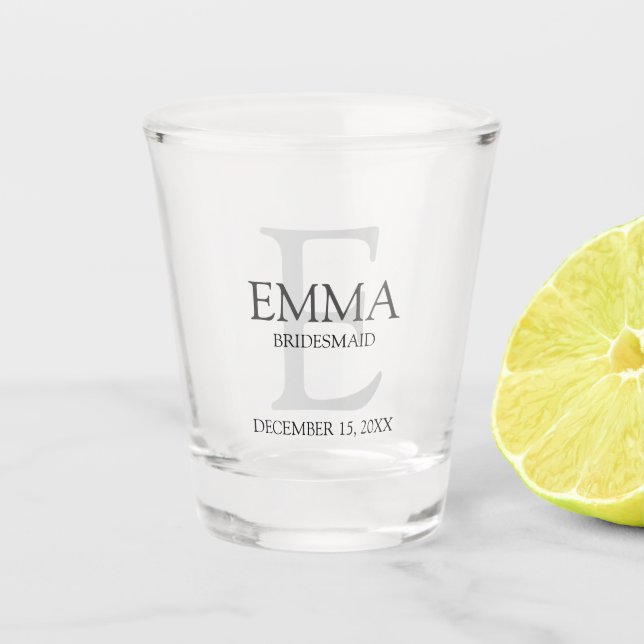 Verre A Shot Monogramme personnalisé et nom Bridesmaid (Devant)