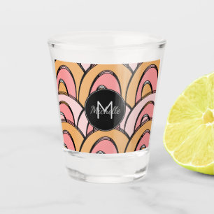 Verre A Shot Monogramme personnalisé rose orange Groovy