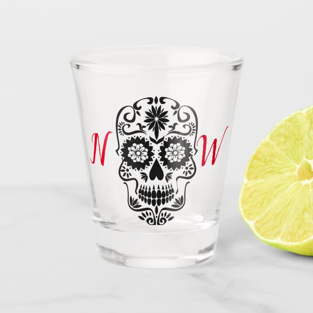 Verre A Shot Monogramme personnalisé Squelette de sucre (Devant)