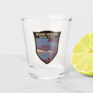 Verre A Shot Mont Vésuve Golfe de Naples Badge Vintage