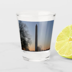 Verre A Shot Monument de Washington au coucher du soleil