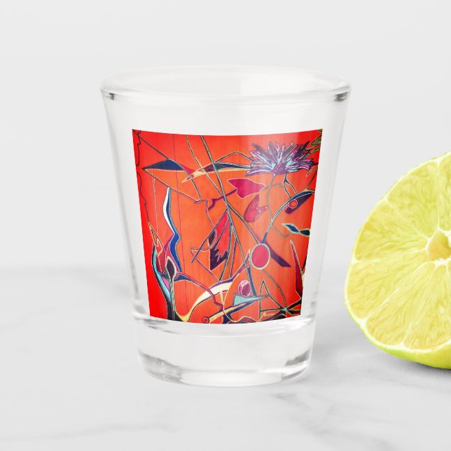 Verre A Shot Motif à fleurs orange (Devant)