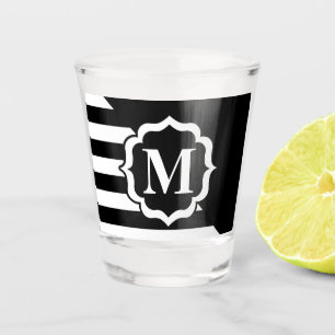 Verre A Shot Motif Abstrait noir et blanc