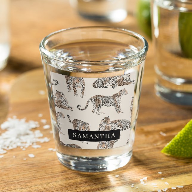 Verre A Shot Motif animal sauvage de la Jungle Leopard (Créateur téléchargé)