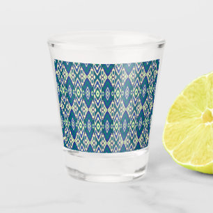 Verre A Shot motif bleu et vert avec un arrière - plan blanc