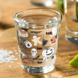 Verre A Shot Motif d'horreur d'Halloween coloré  Bonne Hallowee