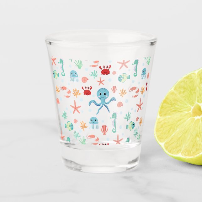 Verre A Shot Motif du monde marin (Devant)