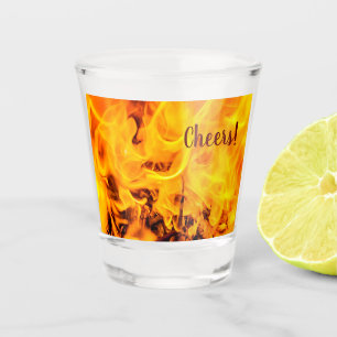 Verre A Shot Motif Feu Et Flames
