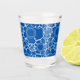 VERRE A SHOT MOTIF FLORAL ABSTRAIT BLEU ROYAL