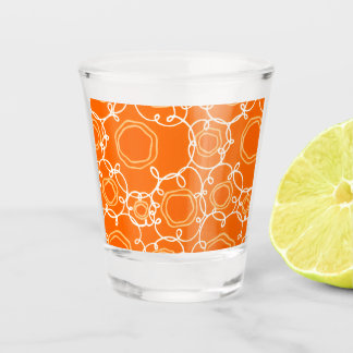 VERRE A SHOT MOTIF FLORAL ABSTRAIT EN ORANGE