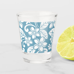 VERRE A SHOT MOTIF ÎLE PLUMÉRIA EN BLEU ARDOISE