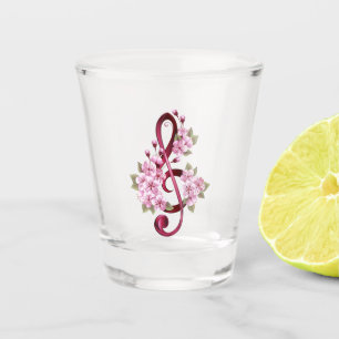 Verre A Shot Musical treble clef notes with sakura flowers