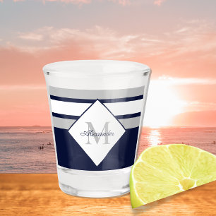Verre A Shot Nautique moderne Marine Bleu Gris Gris Gris Gris R