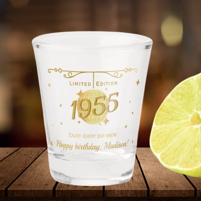 Verre A Shot Né en 1955 70e anniversaire fête boissons barware (Créateur téléchargé)