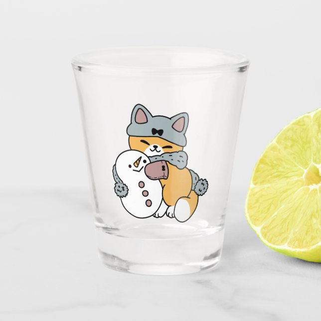Verre A Shot Neige beaucoup amusant Chat hiver vacances Design (Devant)