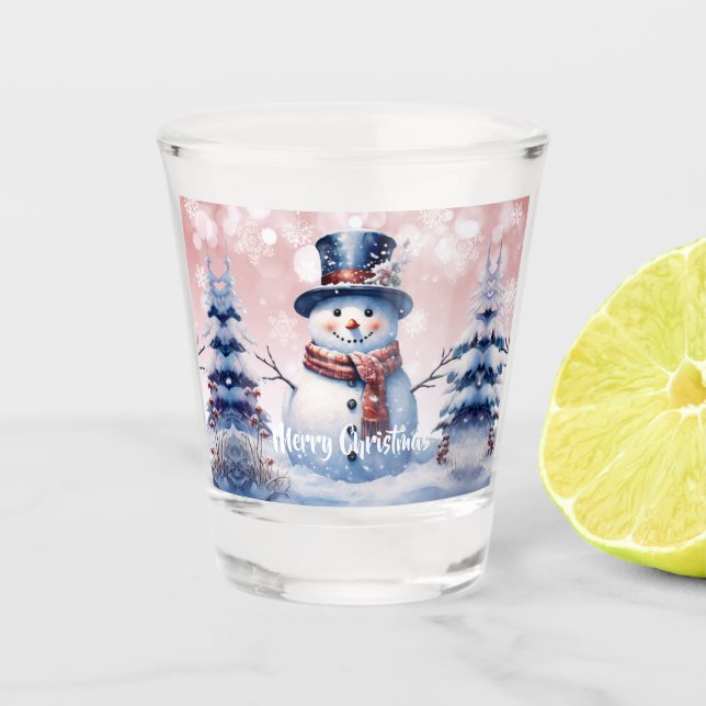 Verre A Shot Noël de la forêt d'hiver | Rose (Devant)
