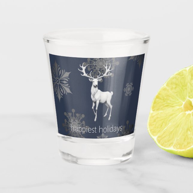 Verre A Shot Noël des rennes d'ivoire | Bleu (Devant)