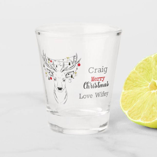 Verre A Shot Noël du cerf personnalisé (Devant)