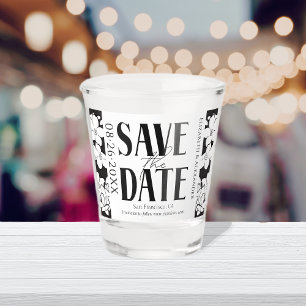 Verre A Shot Noir & Blanc Calligraphie Mariage Enregistrer la d