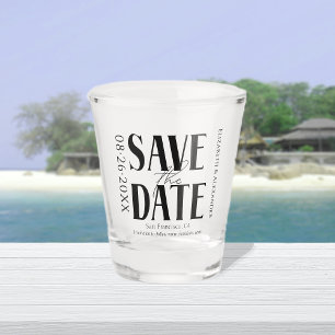 Verre A Shot Noir & Blanc Calligraphie Mariage Enregistrer la d