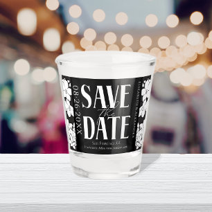 Verre A Shot Noir & Blanc Calligraphie Mariage Enregistrer la d