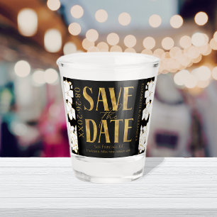 Verre A Shot Noir & Blanc Gold Script Wedding Enregistrer la da
