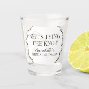 Verre A Shot Noir Coquette Nœud Beige Cadeau de Fête de Mariage