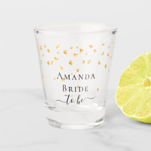 Verre A Shot Nom de la future mariée avec paillettes de cœurs d