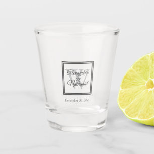 Verre A Shot Nom et date du Mariage de monogramme