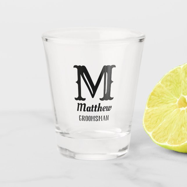 Verre A Shot Nom Masculine Groomsman Classique Mariage Simple (Devant)