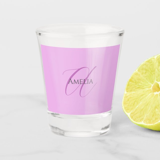 Verre A Shot Nom Monogramme Lettre initiale Orchid & Lilac (Devant)