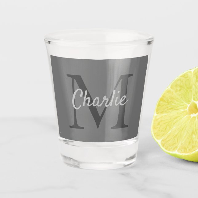 Verre A Shot Nom monogramme simple Personnalisé (Devant)