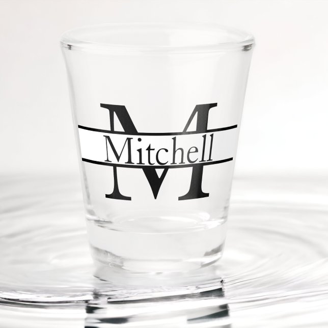 Verre A Shot Nom monogramme simple Personnalisé (Créateur téléchargé)