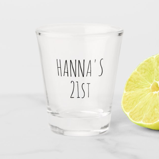 Verre A Shot Nom personnalisé 21e anniversaire (Devant)