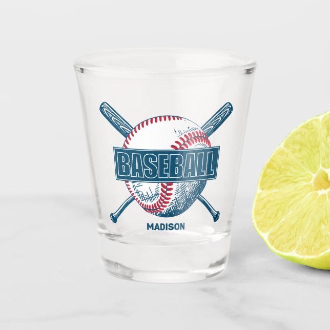 Verre A Shot Nom personnalisé Baseball (Devant)