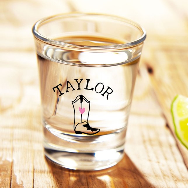 Verre A Shot Nom personnalisé Botte de cowgirl Mignonne Bachelo (Créateur téléchargé)
