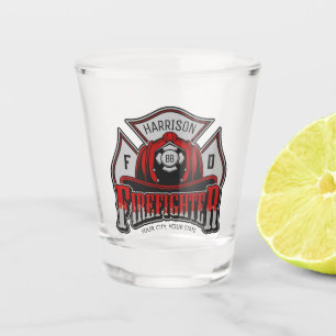 Verre A Shot NOM PERSONNALISÉ Casque de pompier Secourt d'incen