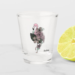 Verre A Shot Nom personnalisé Flamant Rose