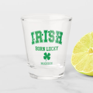 Verre A Shot Nom personnalisé Irish Born Lucky