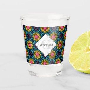 Verre A Shot Nom personnalisé Rainbow Floral Fontaine Carreaux