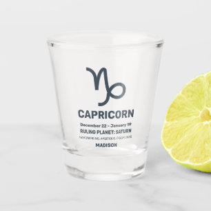 Verre A Shot Nom personnalisé / Texte Signe du zodiaque Caprico