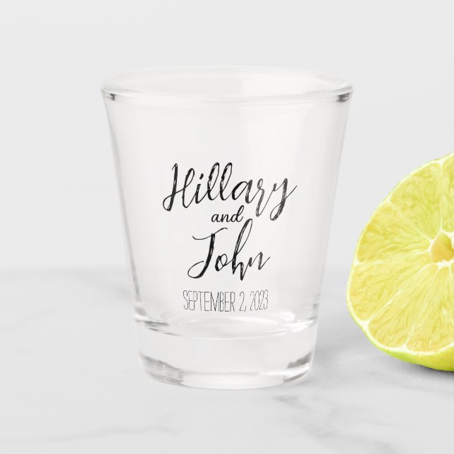 Verre A Shot Noms des couples et date classique (Devant)
