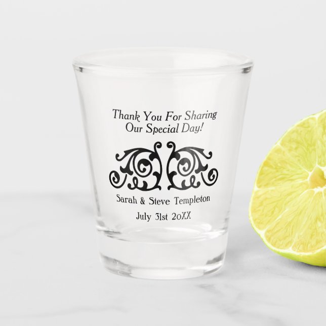 Verre A Shot Noms et date de faveur de Merci de mariage (Devant)