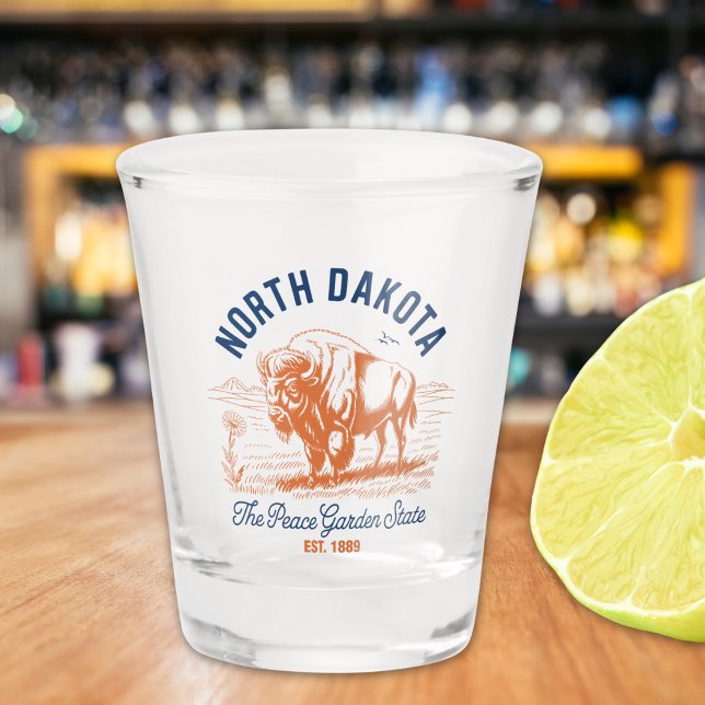 Verre A Shot North Dakota The Peace Garden State Bison (Créateur téléchargé)