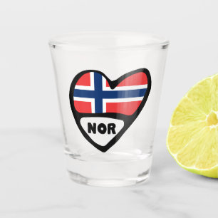 Verre A Shot Norvège Pays Code Indicateur Coeur, NOR
